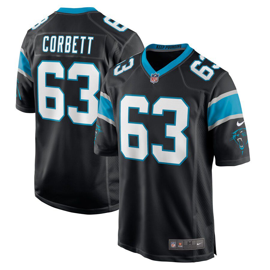 Men Carolina Panthers 63 Austin Corbett Nike Black Game NFL Jersey